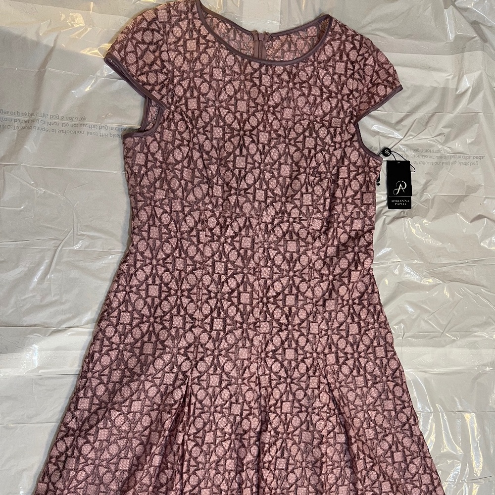 NWT Adrianna Papell Women’s Lace Fit & Flare Cap Sleeve Dress in Liiliac Size 14
